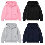Kids Zip Hoodies 2 Pockets Children Child's Casual Activewear School Sweat Shirt