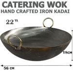 22" Iron Wok Kadai Traditional Indian Heavy Duty Karahi