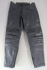 EURO STYLE CLASSIC BLACK LEATHER BIKER TROUSERS WAIST 32 INCH/INSIDE LEG 30 INCH