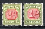 Australia 1938 2d and 1947 1s Postage Due values SG D114 and D128  MH