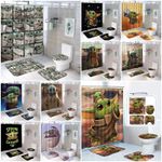 Baby Yoda Waterproof Shower Curtain Bathroom Mat Rug Toilet Cover Mat Lid Giftkk