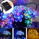 Solar Garden Flower String Lights – Waterproof Outdoor LED Fairy Garland UK