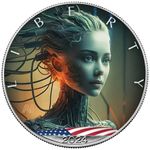 Silver Eagle Cyber Girl AI Coin (7th) 2024 - USA - 1 oz BU in Color