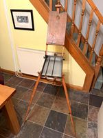 Mid Century Folding Wooden Field/Travel Artist Easel with Metal Tray/Box Handle