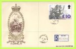 G.B. 1993 £10 Britannia definitive reg. Philart First Day Cover, Britannia cds