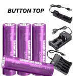 3.7V Button Top Lithium Cell Battery 3000mAh Rechargeable (4 /8 /12 Packs)