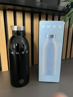SMEG Water Bottle 500ml Black | Insulated Stainless Steel | Brand New With Box
