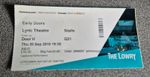 USED THEATRE TICKET ** EARLY DOORS ** LYRIC THEATRE ** THE LOWRY ** SALFORD 2018