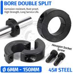 6mm-150mm BORE DOUBLE SPLIT STEEL NEW CLAMPING SHAFT COLLAR BLACK OXIDE