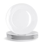 6x Argon Tableware White Dinner Plates  Wide Rim Porcelain 26.8cm White