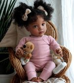 Reborn Baby Dolls Daisy Black 20 Inch Realistic Soft Body with Curly Afro Hair