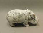 Hippopotamus Figurine White Howlite Stone Animal Carving #O85