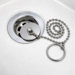 Bath Kitchen Metal Sink Plug with Chain  45mm 1 3/4" Drain Stopper Hole Cover