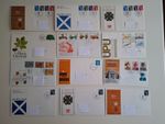 GB First Day Covers 1974 x 12 with Inserts, Typed addresses