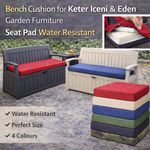 Bench Cushion for Keter Iceni & Eden Garden Furniture Seat Pad Water Resistant