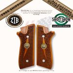 Zib Grips for Taurus PT92 99 100 101 Decocker Only Tobacco Color Beech Wood Logo