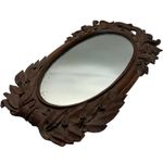 Antique Oval Wall Mirror Hand Carved Wood Frame Vintage Gothic Home Decor