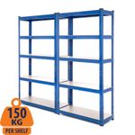 2 Bay Heavy Duty Garage Storage Racking/Shelving Unit/Metal Shelving 150kg UDL