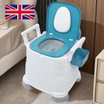 Bedside Commode Toilet 3 Height Adjust Portable Toilet Chair Prevent Slip UK