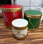 Timeless Traditions B&M 3-Pack Metal Drum Christmas Hanging Ornaments Red Green