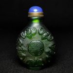 Collection Chinese Old Beijing Glaze Hand Carved Bat Statue Snuff Bottle 五福祝寿