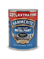Hammerite Direct To Rust Metal Paint Smooth Black 1L 1 Litre Railing Gate Fence