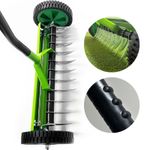 Finetree Lawn Aerator Grass Scarifier Rake with Non Slip Handle and Wheels 35cm