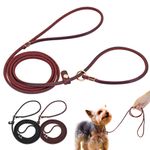 Genuine Leather Dog Slip Lead Indestructible Thin Long Walking Training Dog Lead