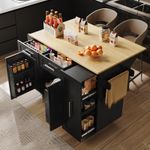 Kitchen Storage Trolley Rolling Island Cart with Drop Leaf Countertop, Cabinet