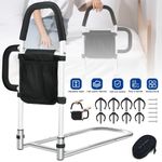 Bed Assist Rail Grab Bar Bedside Handrail for Senior Disabled w/Storage Pocket