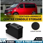 Universal Van Centre Console Armrest Storage Box Black PU Leather For VW T5 T6