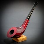  WOODEN  TOBACCO SMOKING PIPE  No.57  " HORN "  Pear Red  7"  Churchwarden Boxed