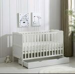 Wooden Baby Cot Bed & Drawer & Aloe Vera Mattress (Orlando with Drawer)