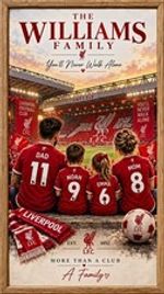 Liverpool FC Family Print A4 "The Williams Family" You'll Never Walk Alone