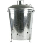 Galvanised Incinerator Fire Bin Burner Heavy Duty 60L Bin Rubbish Wood Garden