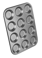 Chef Aid 12 Cup Non-Stick Shallow Bun Tin Baking Tray for Cakes & Tarts