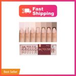 Beetles Full French Tip Press On Nails-7 Colors Short Square Brown, 224 Pcs |...