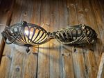 Antique Pair of Brass Wall Sconces Hollywood Regency Wall Basket Lights French