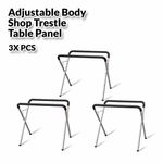3x Adjustable Body Shop Trestles 225kg Capacity Panel Stand Set - Workshop Rack