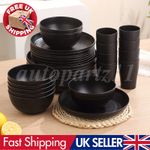 NEW 32PCS Wheat Straw Dinnerware Bowl Plates Round Multi Colours Tableware Set