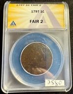 1797 Draped Bust Large Cent 1C ANACS FA2 Certified Rare Estate Coin 2580