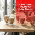 4X Double Wall Coffee Mug Design Glass Tea Cup Heat-resistant Clear Thermo 350ML