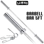 Olympic 5ft Barbell Bar Weightlifting Gym Fitness Exercise Training Bars Collars