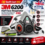 3M 6200 Half Face Respirator Gas Mask Reusable Dust Chemical Paint Filter UK