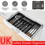Plastic Cutlery Tray Organiser 6-8 Compartment Home for Drawer Utensils Holder