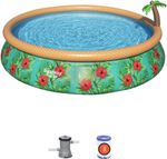 Bestway 15ft x 33in paradise palms fast set Tropical Print Round Inflatable pool