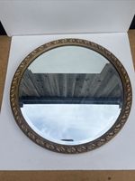 Vintage Round Wall Mirror With Gold effect Frame.