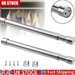 68-120cm Extendable Stainless Steel Wardrobe Rail Adjustable Hanging Rod UK