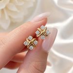 9ct Yellow Gold Cross Twisted Stud Earrings 10 mm in a luxury box Gift for Her
