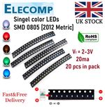 0805 SMD LED - White Red Blue Green Yellow Yellow-Green 20 pcs in Pack Free P&P